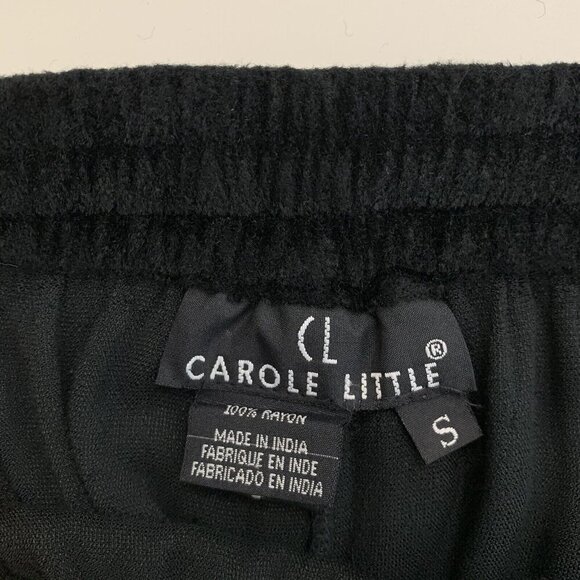 Small Pants Velvet Loungewear Straight Leg Elastic Tie Waist Black Carole Little - Picture 3 of 6